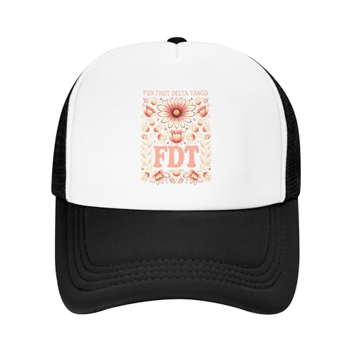 FDT Floral Resist Trucker Hat Foxtrot Delta Tango Kids Hats Adjustable Mesh Baseball Cap - Black