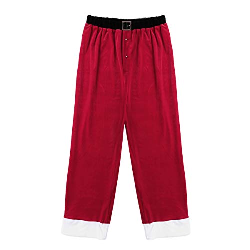 XUNZOO Men's Santa Claus Velvet Long Pant Trouser Christmas Pajama Loungewear Pants Sleepwear4