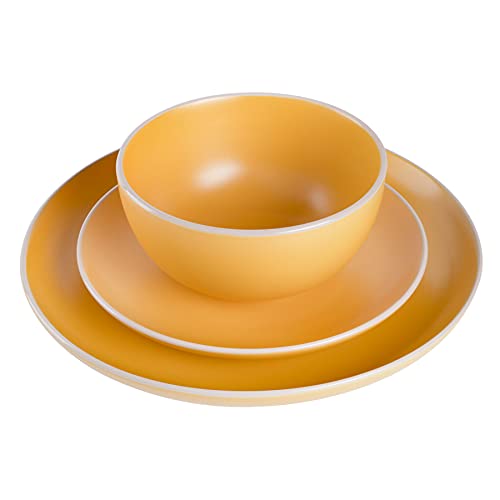 Gibson Home Rockaway Geschirr-Set, rund, Steingut, Service für 4 Personen (12-teilig), Gelb