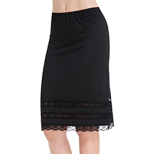 Image of Half Slips for Under Dress Women Underskirt Dress Extender Lace Trim Knee Length