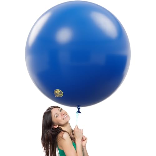 Image of AFTERLOON Biodegradable Balloons 3 pcs 36 Inch Orb Perfect Round Giant Extra Large Blue, Durable Thickened Strong Jumbo XL Big Helium Float, Shower Birthday Party Decorations