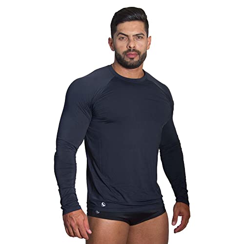 Camisa Térmica Masculina Camiseta Segunda Pele Malha Fria Proteção UV 50+ Praia Pesca Caiaque (BR, A