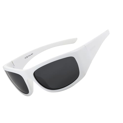 ZENOTTIC Polarized Sunglasses for Men Sport: UV400 Protection Wrap Around Womens Shades - Unisex Frame for Driving Fishing - Trendy Sun Glasses for Outdoor White