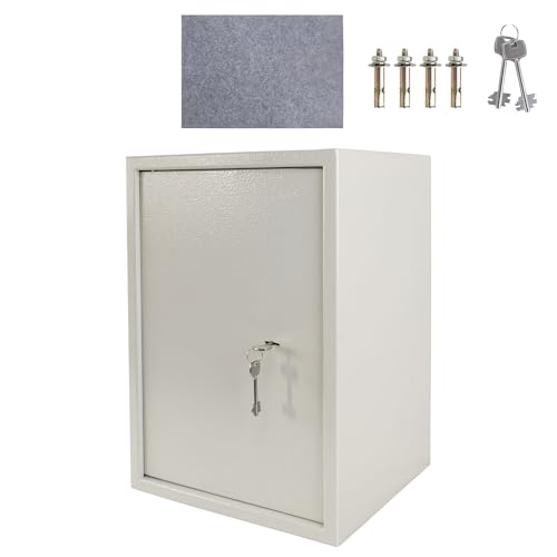 XMTECH Tresor Safe Möbeltresor mit Doppelbartschloss 2 Schlüssel, Safe Geldschrank Boden-Wandtresor Wandsafe inkl.Befestigungsmaterial, Beige, XL - 35x50x31cm (W x H x D)