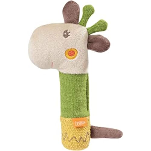 Contenuto della confezione: 1 x sonaglio a forma di giraffa della collezione Loopy & Lotta / Dimensioni: 16 cm / Materiale esterno: velluto, maglia, spugna, lavabile a 30 °C / Art. Nr: 059120