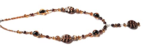 Collier long avec pendentif unique marron topaze, le cadeau idéal en verre italien fait main