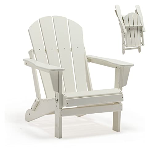 Folding Plastic Adirondack Chairs Outdoor, Hdpe Plastic Weather Resistant, Outdoor Chair, Patio Chairs, Lawn Chair,Easy-To-Maintain Outdoor Furniture,White #TOP3