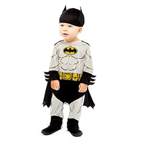 Amscan 9906708 Baby Peuter Warner Bros Classic Batman Fancy Dress Kostuum (6-12 maanden), uniseks, kinderen, grijs