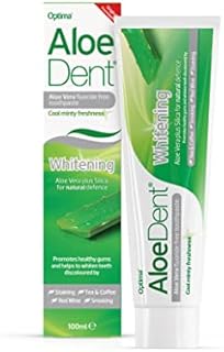 AloeDent, Whitening Aloe Vera Toothpaste Fluoride Free, Natural Action, Vegan, Cruelty Free , SLS Free, Naturally White, Healthy Gums , 100ml