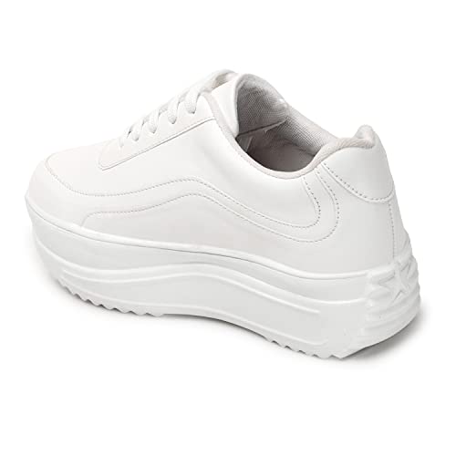 Image of Vendoz Women White Casual Stylish Sneakers