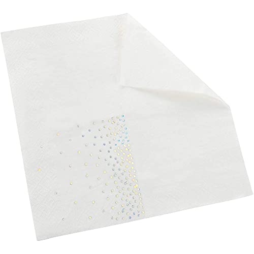 Cocktail Napkins In Holographic Dot Confetti Design (5 X 5 Inches, 50 Pack) #TOP6
