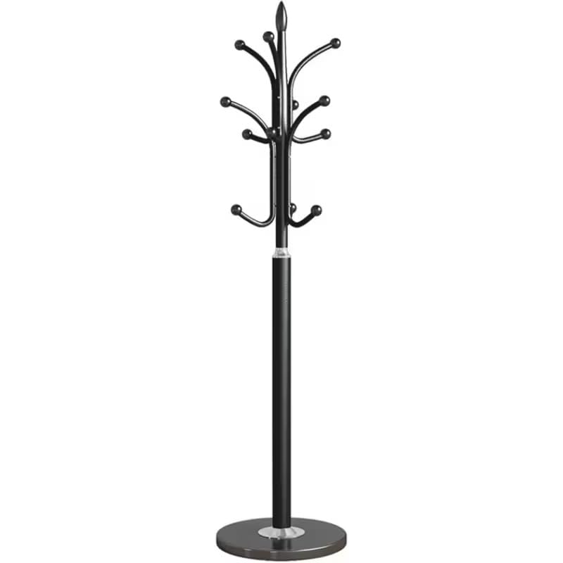 AMBERLINNEN LTD Freestanding Coat Stand with Marble Base, Metal Frame, Multiple Hooks, Black