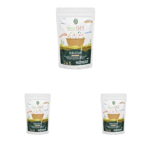 Image of Greenhabit Gluten free rolled oats 5 kg 100% Wholegrain | Gluten Free Oats | High Fibre Breakfast Essentials|old fashioned rolled oats (Pack of 3)