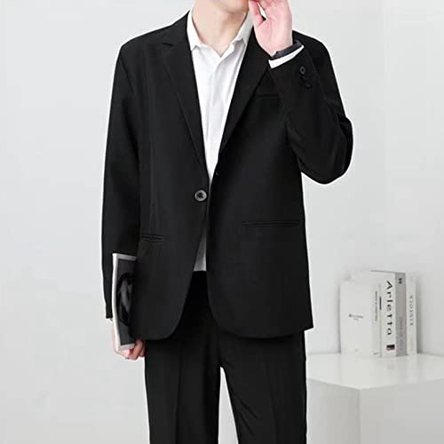 Dawwoti Casaco esportivo masculino casual, jaqueta de um botão, jaqueta blazer masculina, Preto, 3G