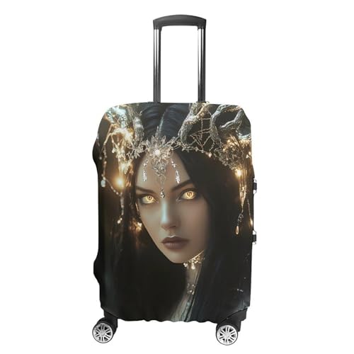 Ethereal Forests Women with Antlers And Crescent Luggage Covers Suitcase Protector Case Fits 19-32 Inch M