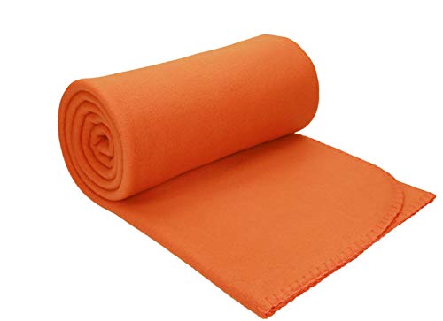 Betz Luxus Fleecedecke Kuscheldecke Wohndecke Farbe orange Größe 130x170...