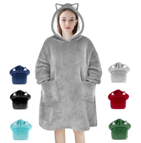 Preisvergleich Produktbild FBSPORT Übergroße Hoodie Sweatshirt Damen Kapuzenpullover Riesen Sweatshirt, Pullover Sweatshirt Mit Kapuze Robe Decke Original Sherpa Hoodie Decke Sweatshirt Flanell Hoodies für Herren Damen