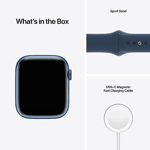 Apple Watch Series 7 (GPS + Cellular, 45mm) Smart watch - Graphite Stainless Steel Case with Abyss Blue Sport Band - Regular. Fitness Tracker, Blood Oxygen & ECG Apps, Water Resistant