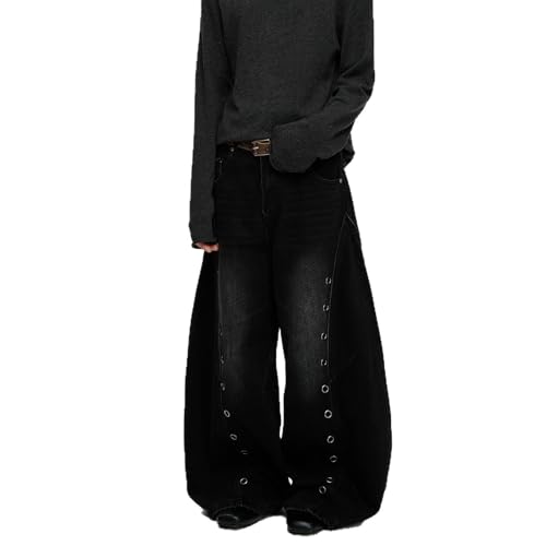 Pantalones vaqueros holgados para hombre de mezclilla sueltos de la vendimia de la moda Jean Y2K Baggy con Bolsillos Adolescentes Pant Cargo Corte Recto Hip-Hop Pants Streetwear Pantalones con Piernas