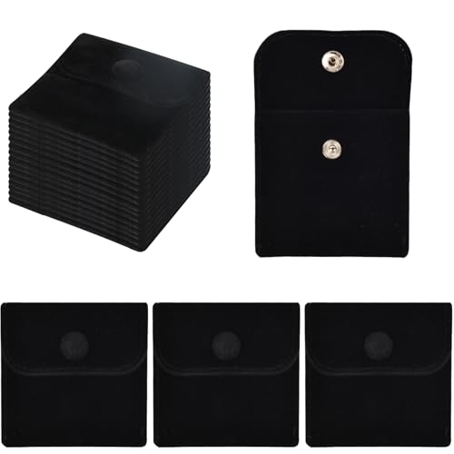 Bolsas de terciopelo para joyas pequeña funda microfibra anillos pulseras negro 2
