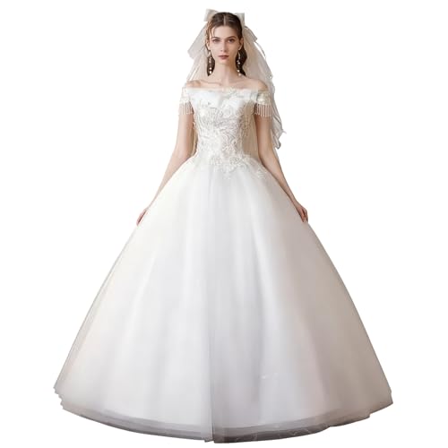 Brautkleid aus Tüll mit schulterfreiem Ausschnitt for formelle Gartenhochzeiten im Freien(L)