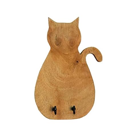 Sensei La Maison du Coton Felix Wooden Cat Hook 15x7x1.5 natural Cover