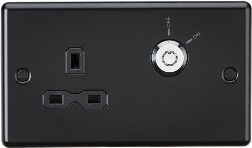 Knightsbridge 13A DP Lockable Socket - Matt Black
