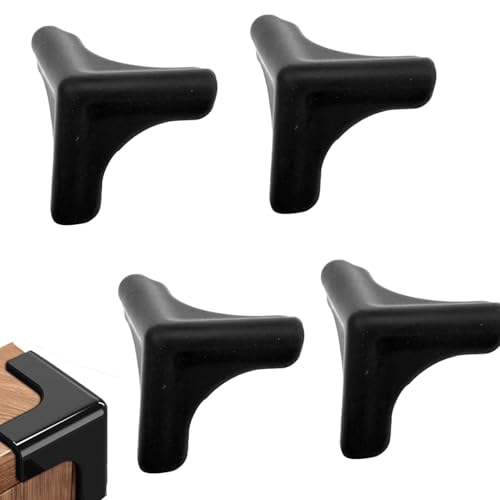 Image of 4PCS Baby Corner Protector Guards, Silicone Anti Collision Table Bed Counter Bumpers Cabinet Furniture Corner Protectors for Living Room Table, Range Hood (Black)
