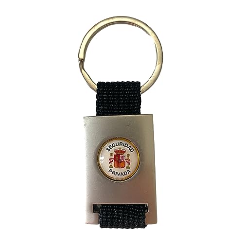 ADCSHOP Keychain with Private Security Shield in drop embossed on matt chrome metal, Strong black nylon braided ribbon - Image 3