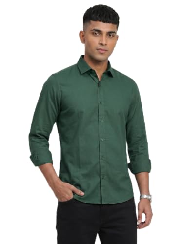 Image of DOXIC Men's Cotton Shirt with Spread Collar Neck Full Sleeves Classic Style Solid Pattern Regular Fit and Standard Length | Formal & Casual Wear Shirts