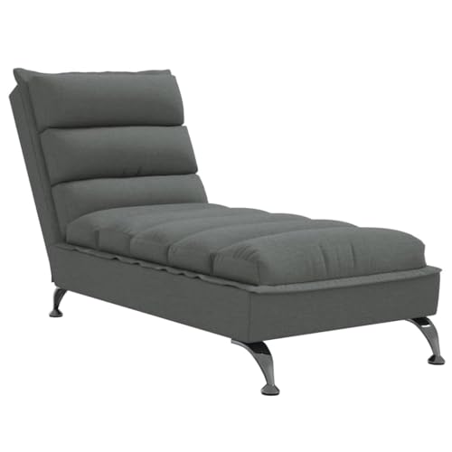 vidaXL Chaise Longue avec Coussins Gris foncé Tissu, Chaise de canapé Longue, Chaise Longue de Chambre, Chaise de canapé Longue Moderne