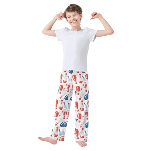 Pajama Bottoms, Bowling Pin Cartoon Pattern Sleeping Pant Lounge Wear Elastic Waist Long Pants Sleepwear Pjs2