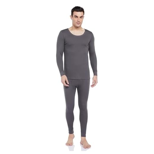 Amazon Brand - Symbol Men's Thermal Set (Top & Bottom)_SYM-M-A24-TH-SET-1003_Dark Grey_2XL