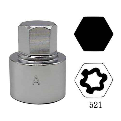 JEUCLEL 521 Wheel Locking Nut Key Compatible with VW VAG Volkswagen, (Socket OD 28mm - ID 25mm), Wheel Lock Nut Socket Adapter, Anti-Theft Lug Nut Removal Tool, Anti-Theft Screw Remover