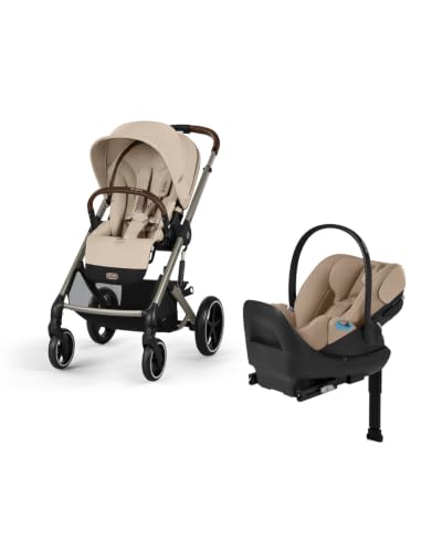 Cybex Balios S Lux stroller with Cloud G Pro infant car seat bundle in almond beige