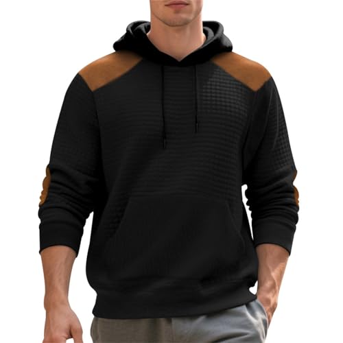 Men's Textured Hoodie Sweatshirt with Pocket Color Block Long Sleeve Drawstring Hooded Shirt Casual Hangouts Blouse Plus Size3