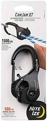 Nite Ize CamJam XT Aluminum Rope Tightener, Large Versatile Tie Down Cam Mechanism With Carabiner Clip + 500 LB Load Limit