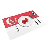 Elegante Tischsets mit Singapur-Flaggenmuster, 4er-Set – Individuelle Frühlings-Tisch Tion, hitzebeständig, strapazierfähige Polyester-Tischsets für Zuhause und Hotel