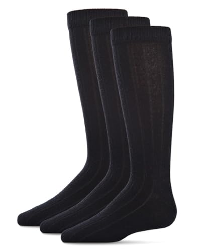 MeMoi 3 Pack Ribbed Boys Crew Socks, Cotton Blend Boys Dress Socks, Comfortable Crew Height Design - Sizes 6-14