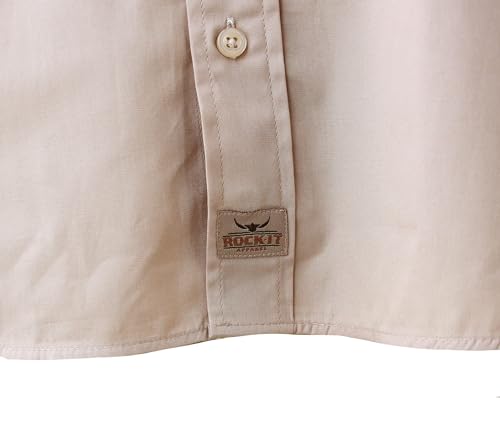 ROCK-IT Apparel Chemise à Manches Longues pour Hommes - 100% Coton - avec épaulettes - pour Le Travail et Les Loisirs - avec Fermeture à Boutons [S-5XL] Tailles régulières Beige 5X-Large – vue 7