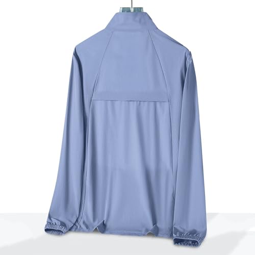 Mens Sun Shirts Uv Protection Long Sleeve Breathable Jacket UPF 50+ Zip Up Stand Collar Hiking Shirt with Zip Pockets4