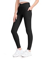 KEREDA Leggings Mädchen Sportleggins Kinder V Crossover Sporthose Teenager Hosen mit Taschen Turnhose für Gym Yoga Gymnastik Schwarz 9-10 Jahre
