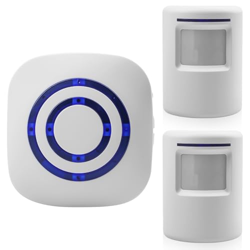 Kabellose Durchgangsalarm, Durchgangsmelder Funk Bewegungsmelder Alarm mit 2 Plug-in Receiver and 1 PIR Shop Willkommens-Bewegungsmelder Alarm,...