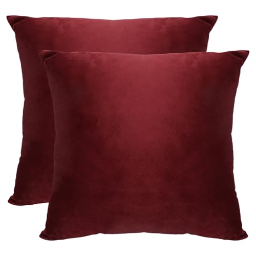 Betadistor Red Velvet Cushion Covers Pack of 2, 45cm x 45cm Square Throw Pillow Case, Sofa Cushion Covers,Pillow Cases for Living Room, Sofa, Patio, Couch, Tent, Balcony, Wine red, 516-0336
