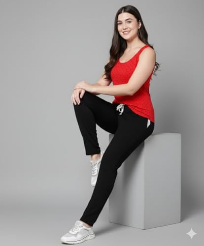Image of DIAZ Women's Tank Top and Lower Set for Women | Stylish Cotton Co-Ord Set | Sleeveless Top & Jogger Lower for Women |Comfortable Stretchable Fabric 2-Piece Combo Set|women co ord set