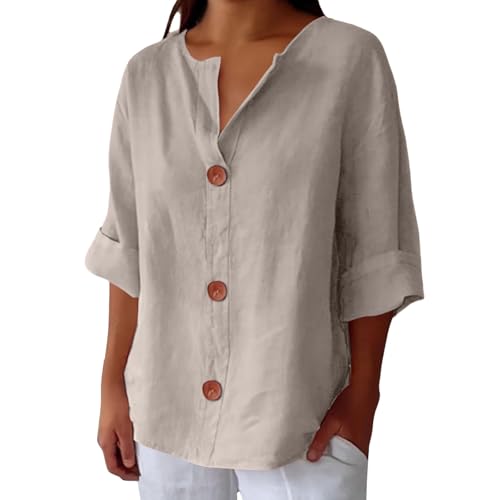 Blouse Femme Chic et élégant Tunique Femme Ete Chemisiers Et Blouses Chic Elegant Haut Manches Longues Chemise Anti UV Manche Longue Coton Raye Or Chemisette...