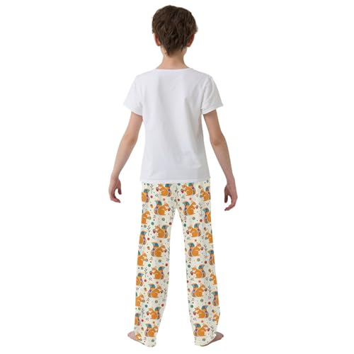 Lovely Squirrel Pine Cone Boys Long Pants Soft Trousers Elastic Waist Kids Lounge Bottoms with Pockets S-XL3