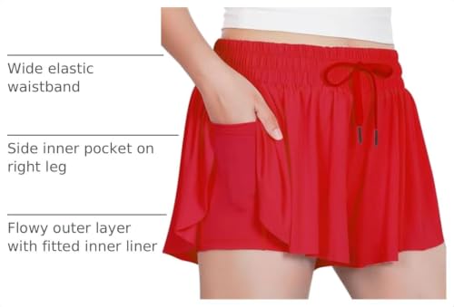 Image of Witwot Butterfly Shorts Girls, 2-in-1 Teen /Kids Girl Flowy Athletic Skort