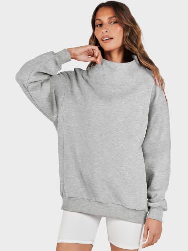 Image of ANRABESS Womens Oversized Sweatshirts Mock Neck Pullover
