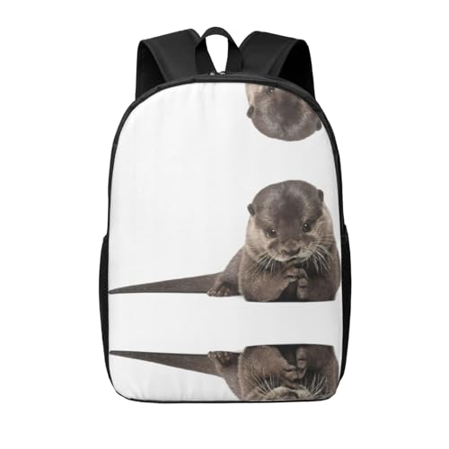 Mochila informal ligera con patrón de nutria y compartimento seguro para laptop